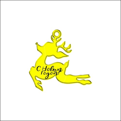 Топпер декоративный акриловый "Олень. Бирка" Золото 5х5 см ТСК222