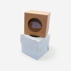 Коробка на 1 капкейк с окном крафт/белая OSQ MUF 1