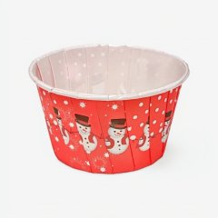 Капсула бумажная с подворотом D50 H40 "Снеговики" 10 шт Б-55 