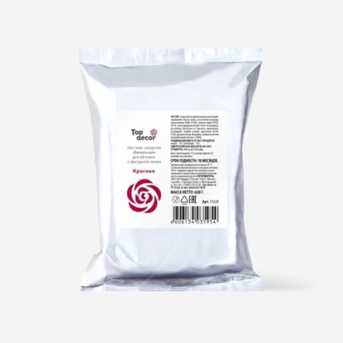 Мастика кондитерская ванильная Top Decor "Красная" 600 г 24169 красная tp35954