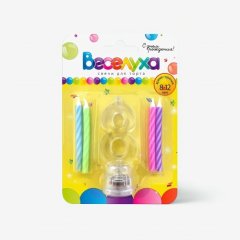 Набор тортовых классических свечей с мигающим держателем Цифра "8" 701007-8