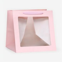 Пакет бумажный с окном Розовый 30х30х30 см 9608113