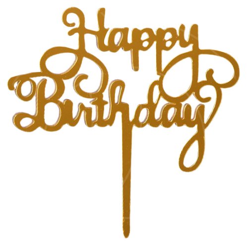 Топпер декоративный акриловый "Happy Birthday" Золотой 3953335
