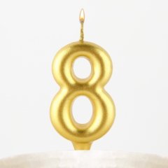 Свеча декоративная Цифра "8" Золотая пухлая 1973400