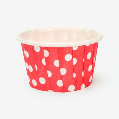 Капсула бумажная с подворотом Красная в белый горошек D50 H40 1 шт Б-23