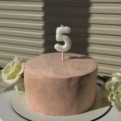 Свеча декоративная Цифра "5" Воздушный шарик Белый с блёстками 