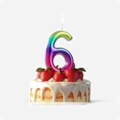 Свеча декоративная Цифра "6" Шар Радуга 5311073
