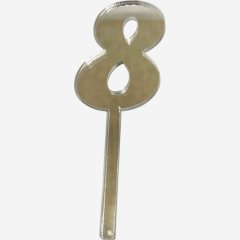Топпер декоративный акриловый "Цифра 8" Серебро 9,5х3 см 