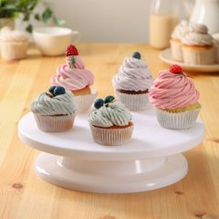 Столик поворотный для торта пластиковый "Белый" 28х7 см 1004337, Хит-14