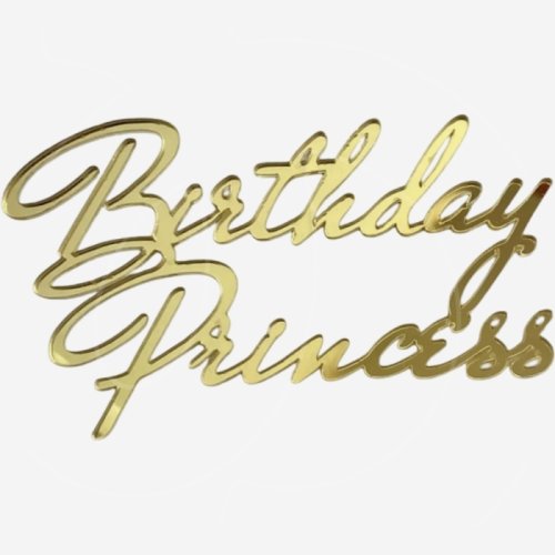 Топпер декоративный акриловый "Birthday Princess" Золото 11х5,5 см 