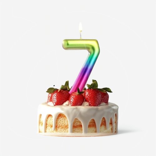Свеча декоративная Цифра "7" Шар Радуга 5311074